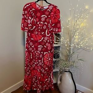 RHODE 12 beautiful floral maxi. Ready for office or vacation! linen blend.EUC
